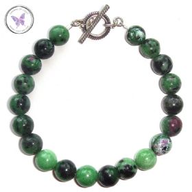 Anyolite - Ruby Zoisite - Healing Bracelet with Silver Toggle Clasp